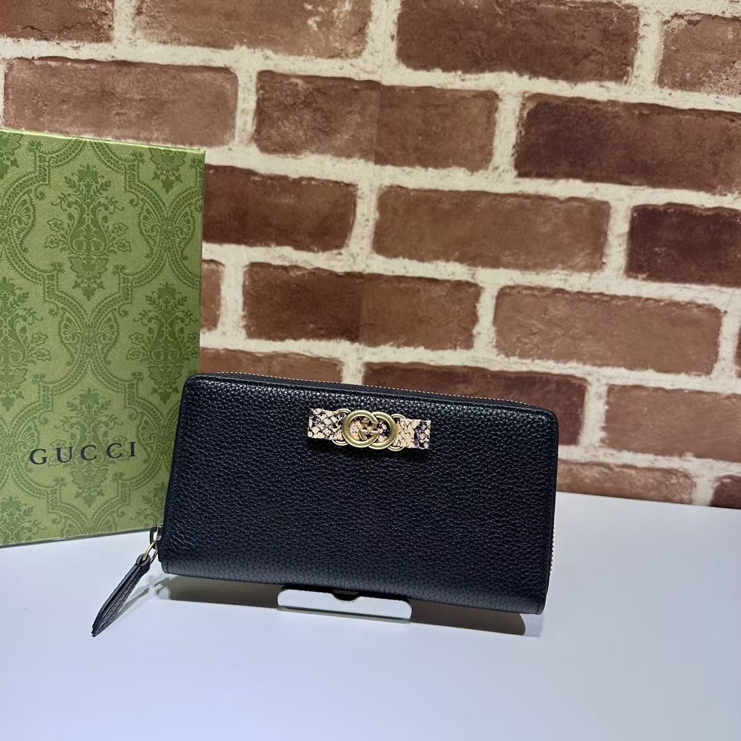 Gucci GG Marmont leather zip around wallet 750458 Black