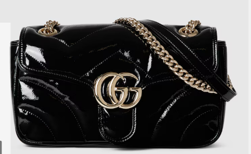 Gucci GG MARMONT SMALL patent leather  SHOULDER BAG 443497 black