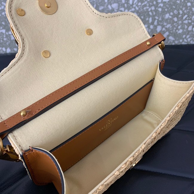 VALENTINO VLOGO SIGNATURE RAFFIA Shoulder Bag 5016 brown