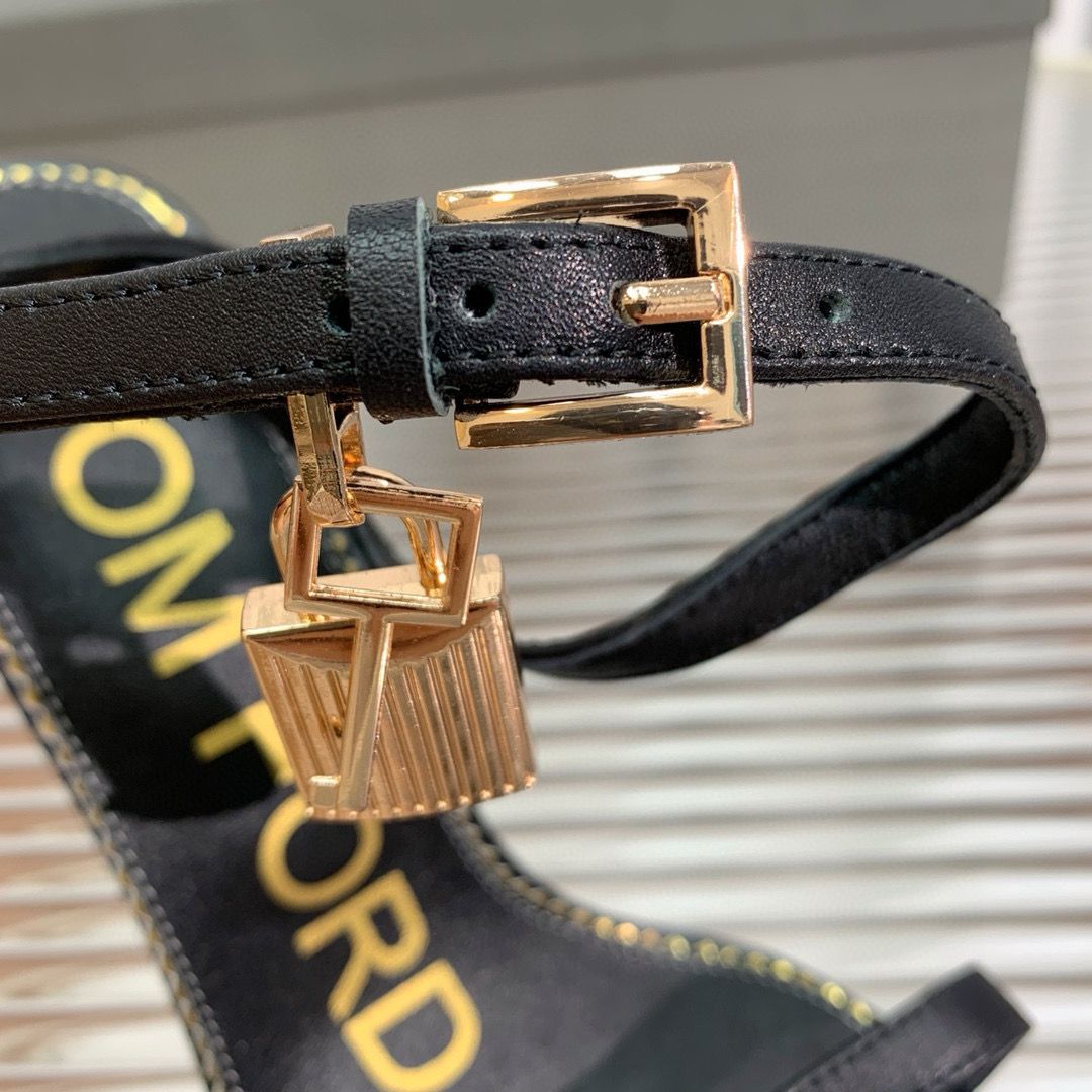 Tomford Sandals Padlock Shoes Heels Hight 10.5CM  TF30912 Black