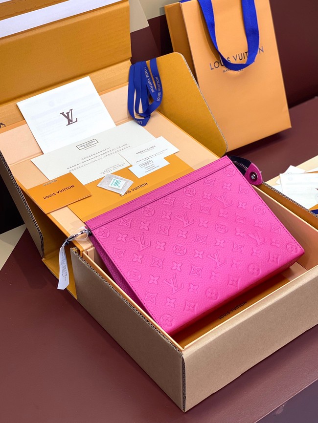 Louis Vuitton Pochette Voyage Monogram embossed cowhide leather MM M61692 Fuchsia