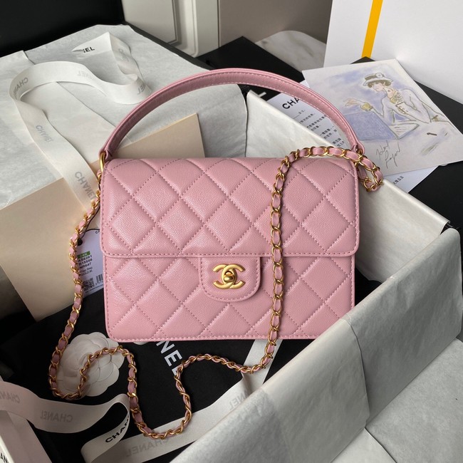 Chanel FLAP BAG WITH TOP HANDLE AS6261 pink