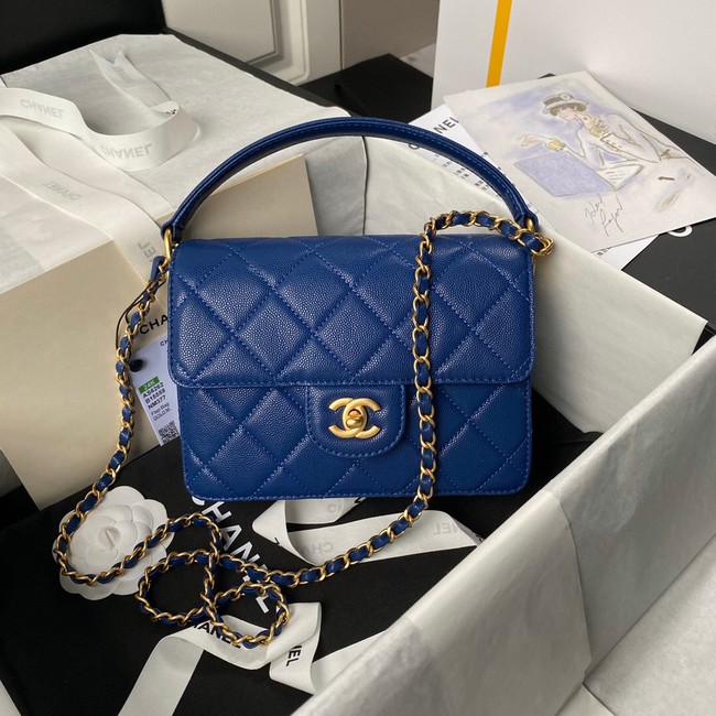 Chanel SMALL FLAP BAG WITH TOP HANDLE AS6262 BLUE