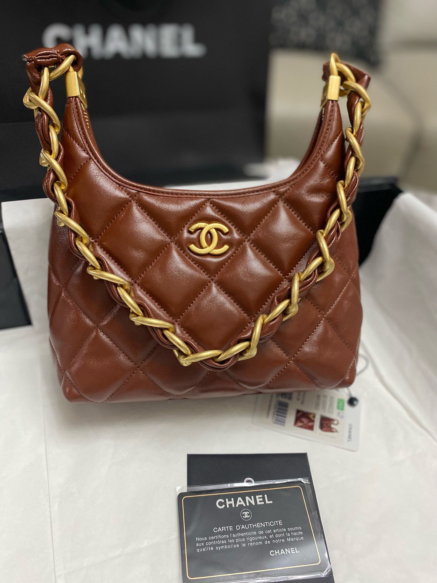 Chanel 24A Original Leather Hobo Bag AS4922 AS4923 Brown