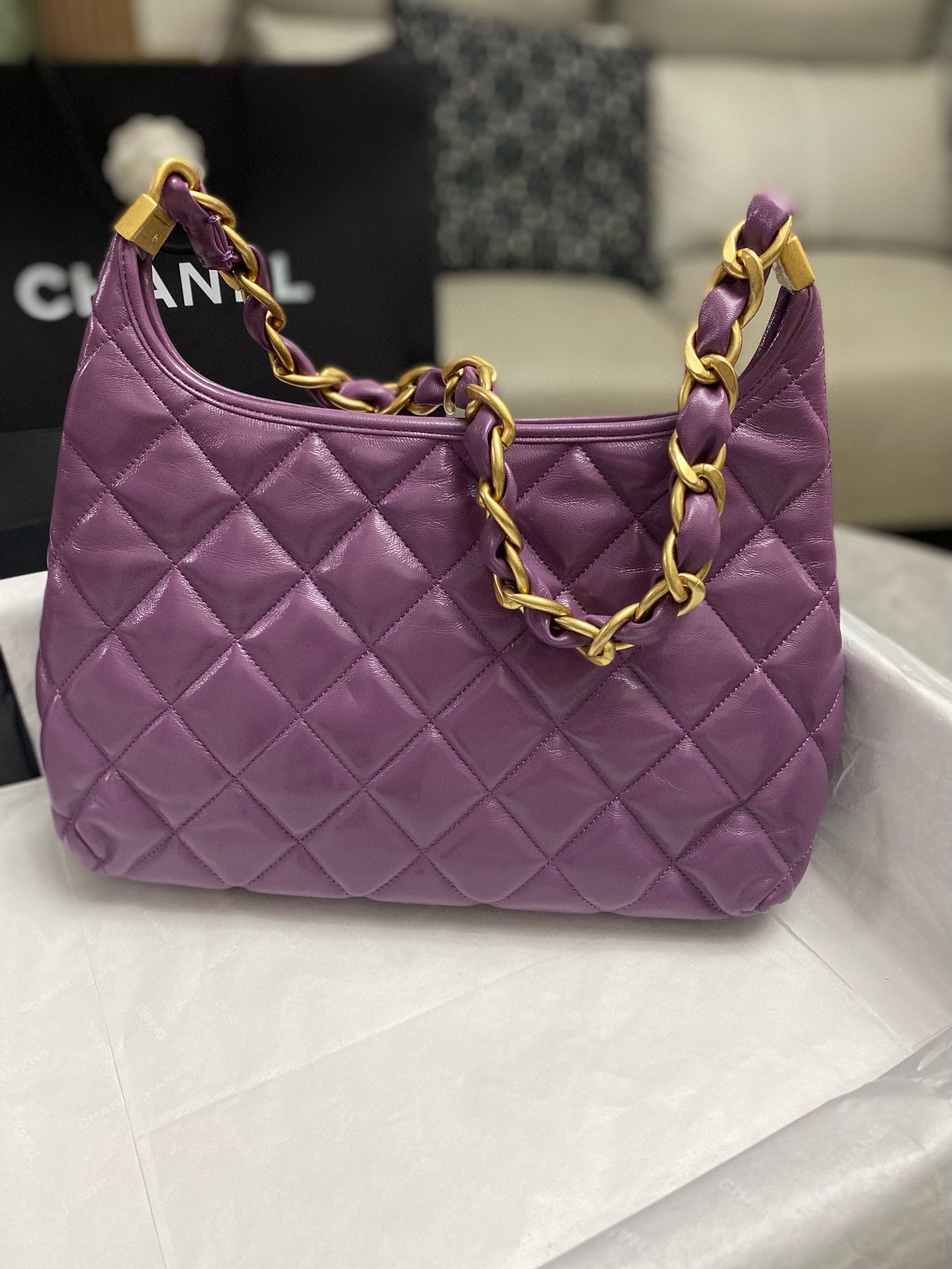 Chanel 24A Original Leather Hobo Bag AS4922 AS4923 Purple