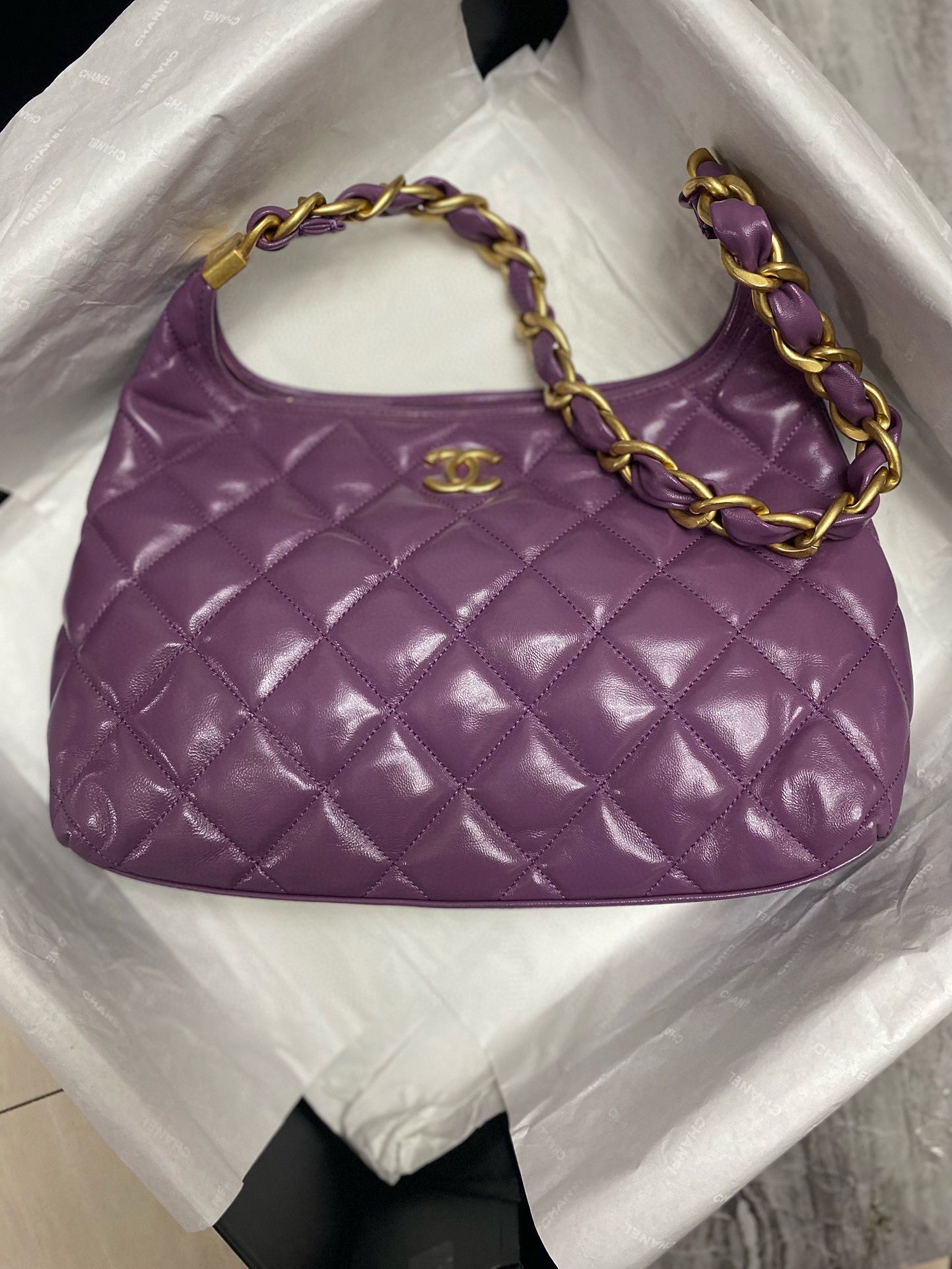 Chanel 24A Original Leather Hobo Bag AS4922 AS4923 Purple