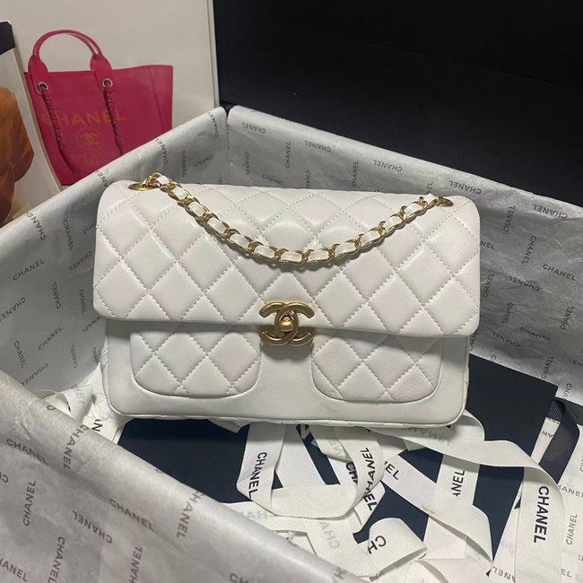 CHANEL FLAP BAG Lambskin 23365 WHITE