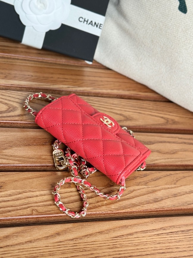 Chanel MINI BELT BAG Gold-Tone Metal A81081 red