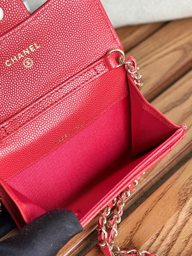 Chanel MINI BELT BAG Gold-Tone Metal A81081 red