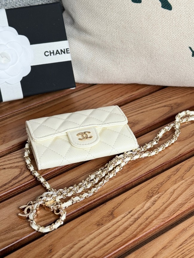 Chanel MINI BELT BAG Gold-Tone Metal A81081 white