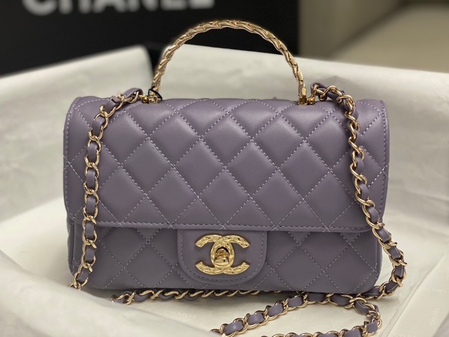 Chanel MINI FLAP BAG WITH TOP HANDLE AS4924 Light Purple