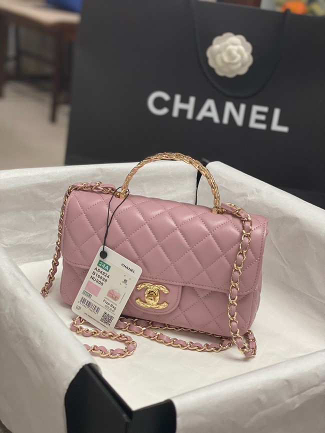 Chanel MINI FLAP BAG WITH TOP HANDLE AS4924 pink