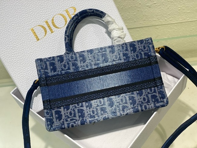 Mini Dior Book Tote Blue Denim Dior Oblique Jacquard S5573CE