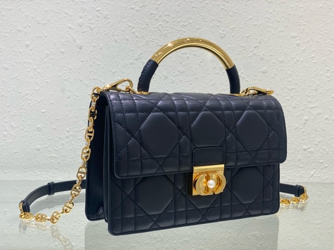 Medium Dior Ange Bag Black Macrocannage Calfskin M4402U