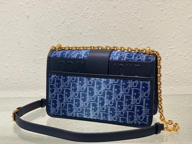 DIOR 30 Montaigne East-West Bag with Chain Blue Denim Dior Oblique Jacquard M9334UDC