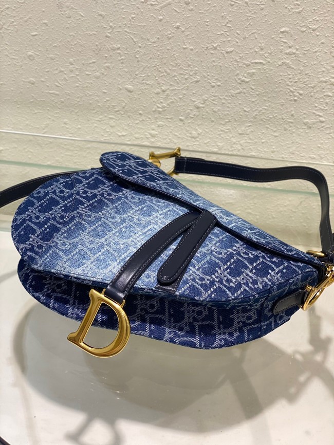 DIOR Saddle Bag with Strap Blue Denim Dior Oblique Jacquard M0455CDC