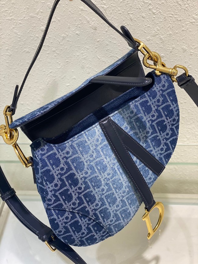 DIOR Saddle Bag with Strap Blue Denim Dior Oblique Jacquard M0455CDC