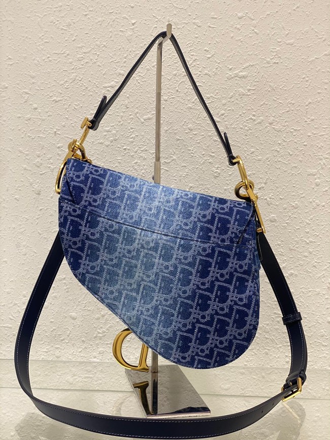 DIOR Saddle Bag with Strap Blue Denim Dior Oblique Jacquard M0455CDC