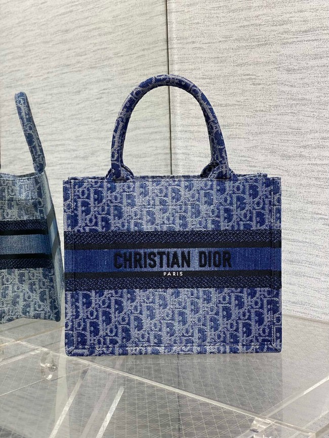 SMALL Dior Book Tote Blue Denim Dior Oblique Jacquard M1296ZRf