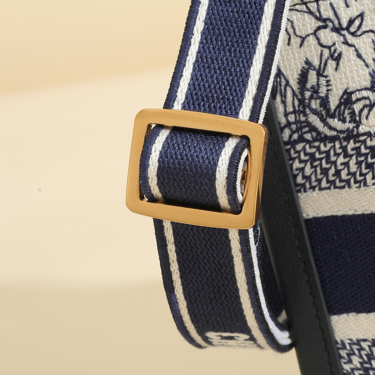 Small Dior Book Tote White and Navy Blue Toile de Jouy Sauvage Embroidery with Navy Blue Calfskin M1325CET