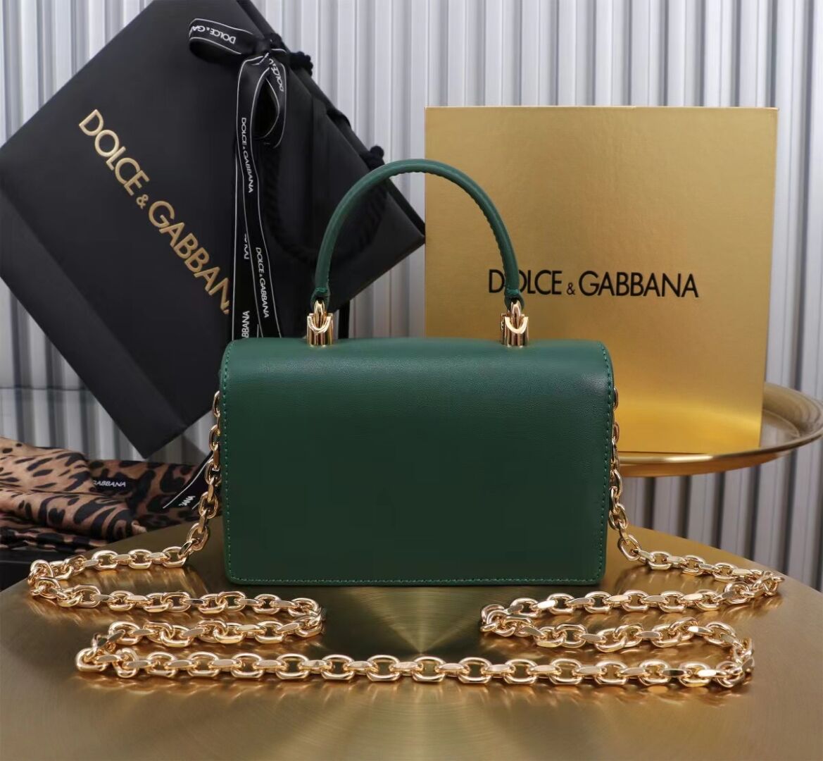 Dolce & Gabbana leather Shoulder Bag G6504 green