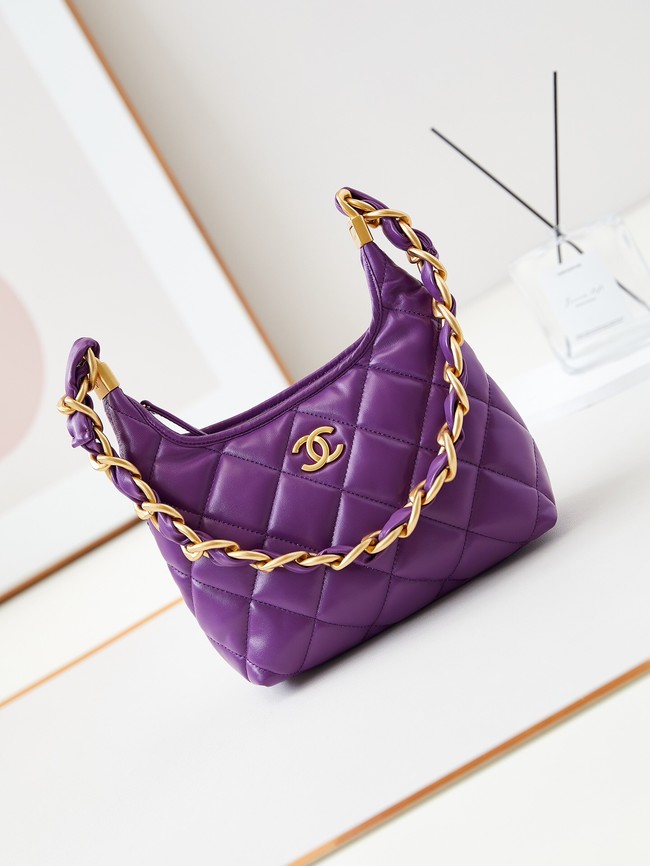 Chanel 24A SMALL HOBO HANDBAG AS4922 Purple