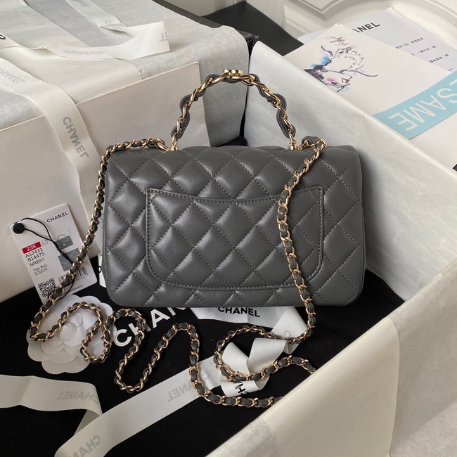 Chanel 24A mini flap bag with top handle AS2431 GRAY