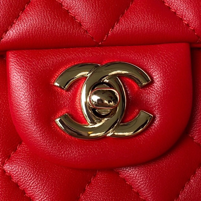 Chanel 24A mini flap bag with top handle AS2431 RED