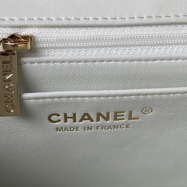 Chanel 24A mini flap bag with top handle AS2431 WHITE