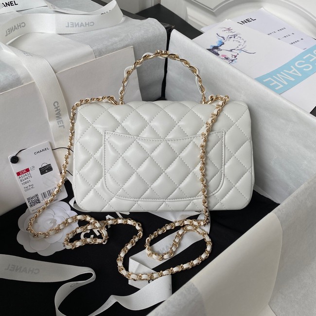 Chanel 24A mini flap bag with top handle AS2431 WHITE