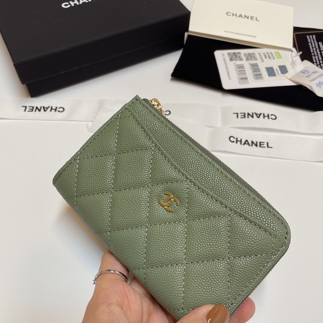 Chanel CLASSIC CARD HOLDER AP3179 green