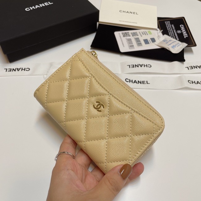 Chanel CLASSIC CARD HOLDER AP3179 apricot