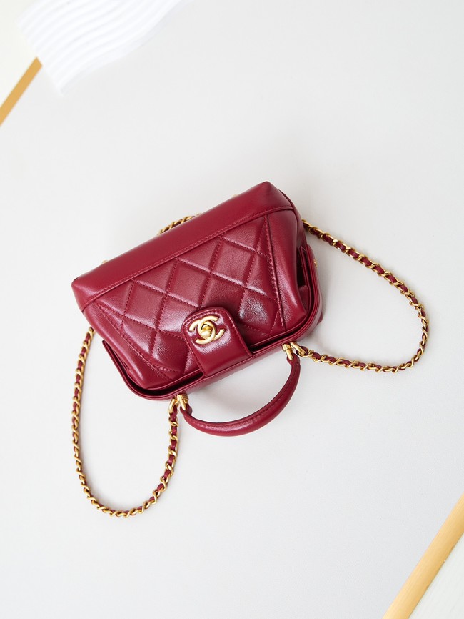 CHANEL 24A MINI BAG WITH TOP HANDLE AS4958 Burgundy