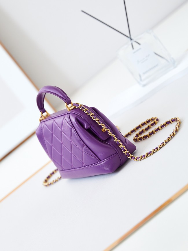 CHANEL 24A MINI BAG WITH TOP HANDLE AS4958 Purple