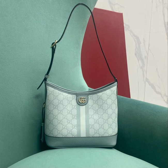 GUCCI OPHIDIA GG SMALL SHOULDER BAG 781402 Dusty blue