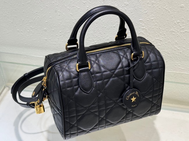 Dior Groove 25 Bag Black Macrocannage Calfskin M1365UB