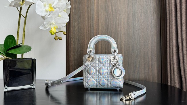 Lady Dior Micro Bag silver Cannage Lambskin S0856O