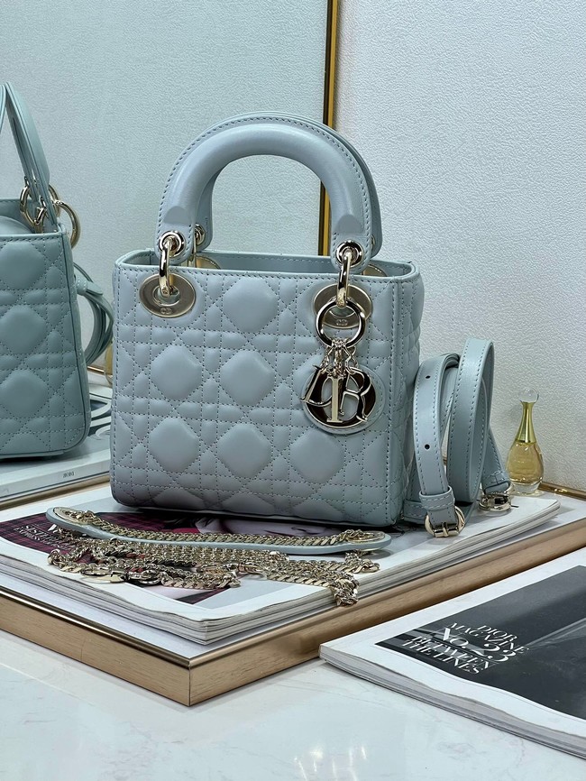 Mini Lady Dior Bag Pale Blue Cannage Lambskin M0505O