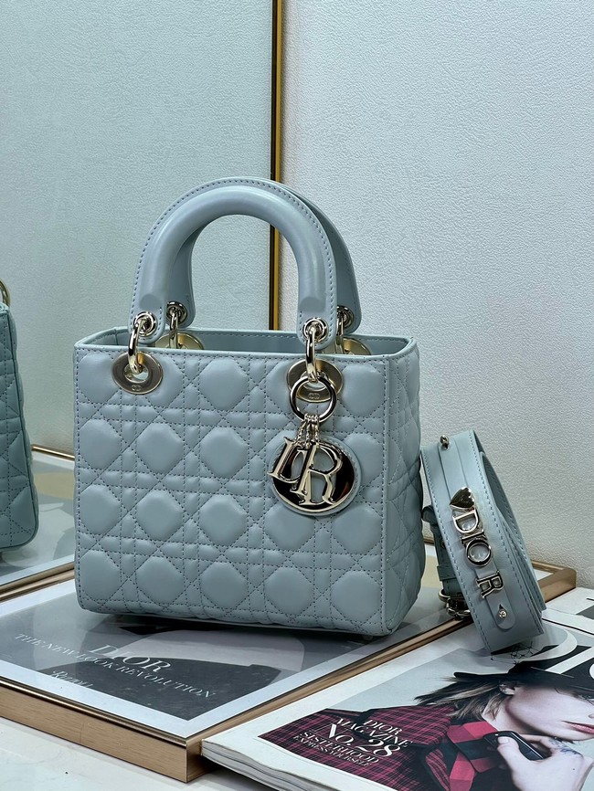 Small Lady Dior My ABCDior Bag Pale Blue Cannage Lambskin M0538ON