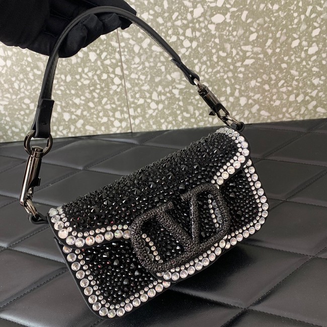 VALENTINO Super Mini Loco imitation crystal chain bag 5013 black