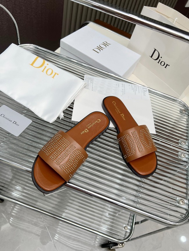 Dior Dway Slide Calfskin and Gold-Finish Studs KCO138CT-1