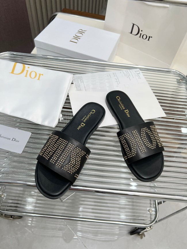 Dior Dway Slide Calfskin and Gold-Finish Studs KCO138CT-3