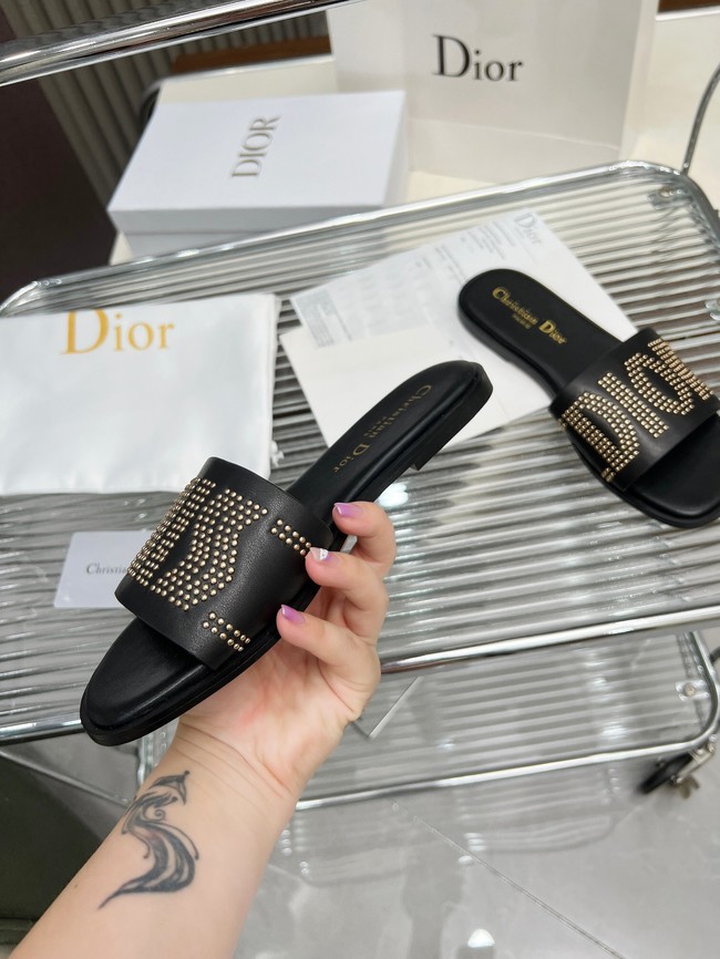 Dior Dway Slide Calfskin and Gold-Finish Studs KCO138CT-3