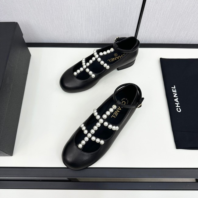 Chanel MARY JANES Goatskin & Imitation Pearls 11240-4