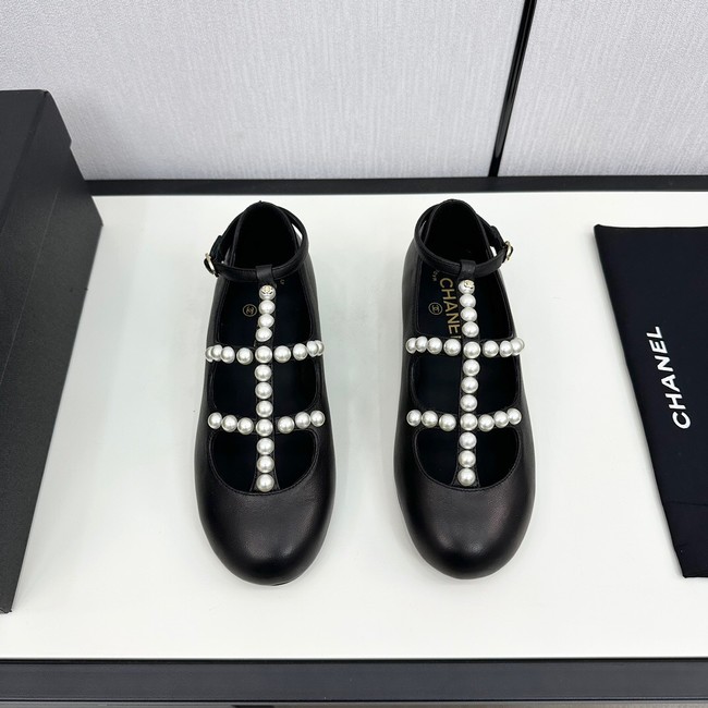 Chanel MARY JANES Goatskin & Imitation Pearls 11240-4