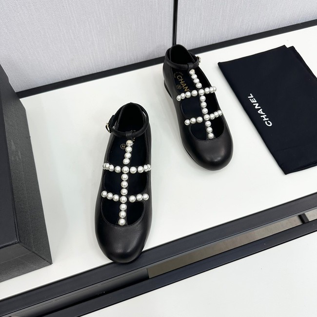 Chanel MARY JANES Goatskin & Imitation Pearls 11240-4