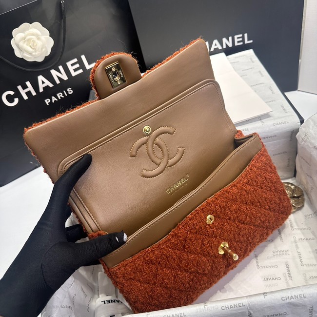 Chanel CLASSIC 11.12 HANDBAG Wool Tweed & Gold-Tone Metal A01112 Brown