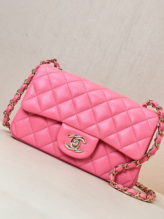 Chanel MINI CLASSIC HANDBAG Lambskin & Gold-Tone Metal A69900  Fuchsia