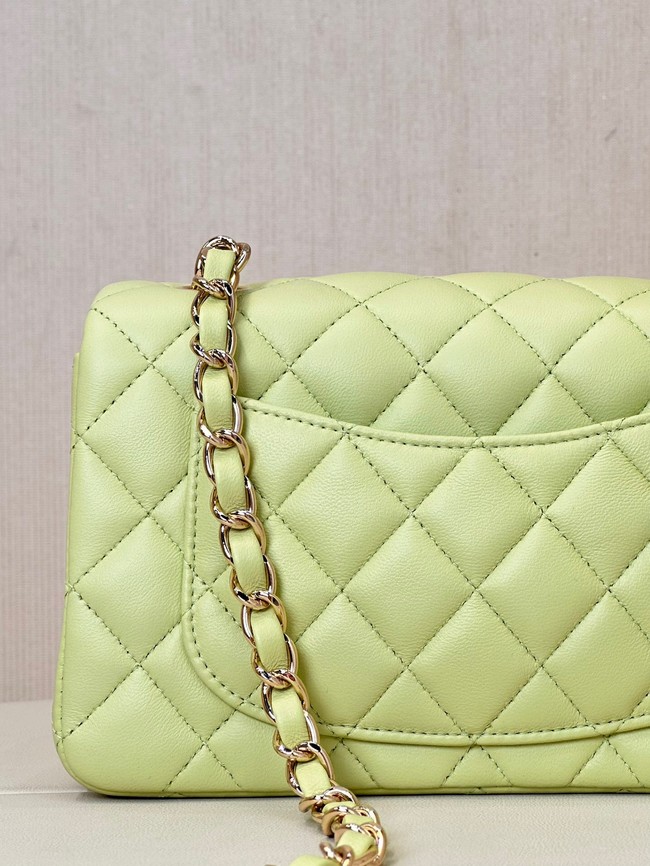 Chanel MINI CLASSIC HANDBAG Lambskin & Gold-Tone Metal A69900 light green