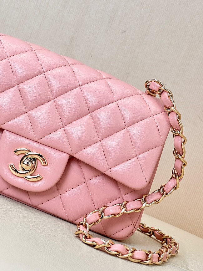 Chanel MINI CLASSIC HANDBAG Lambskin & Gold-Tone Metal A69900 pink